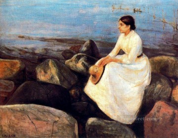 Edvard Munch Painting - Noche de verano en la orilla 1889 Edvard Munch